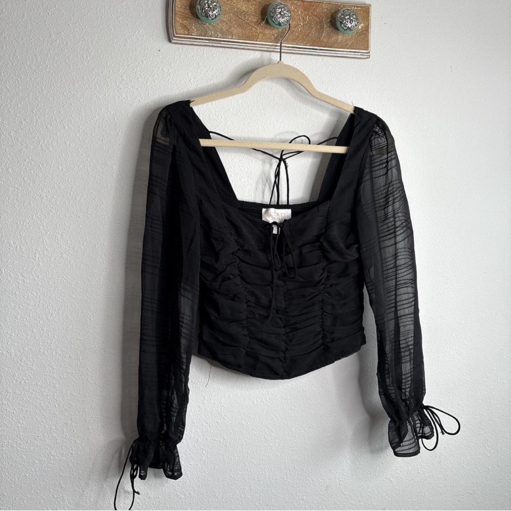 Francesca's Collections Elegant Black Ruched Blouse